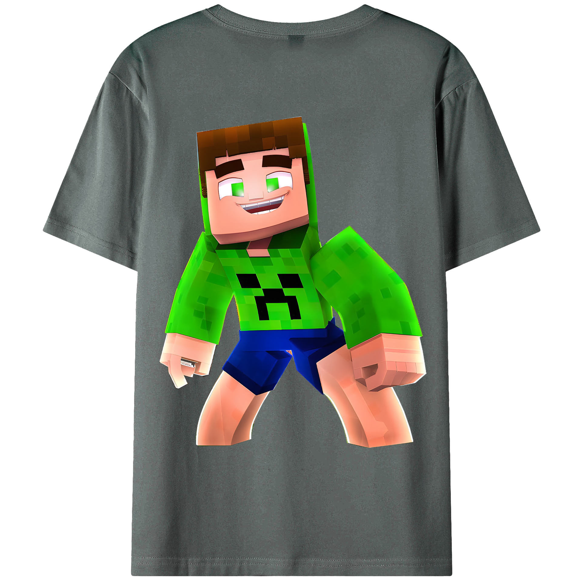 （画像用） マインクラフト ブロックの世界 Minecraft MC Block world 綿100％ メンズ半袖Tシャツ（バックプリント） 通気性